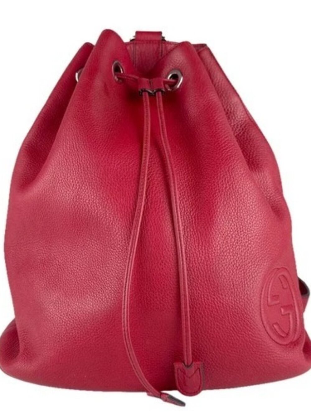 Auth GUCCI Backpack Red Leather/Silvetone - z9122